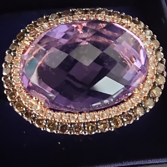 Elegant 14kt Rose Gold Amethyst Ring and Gold Women's . - Picture 1 of 4